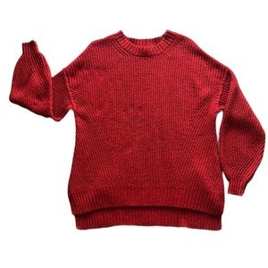 American Eagle Outfitters Red Ribbed Crewneck Sweater